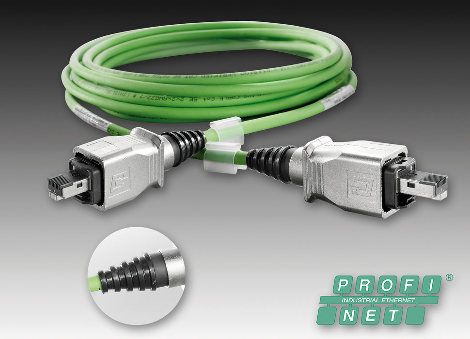 Cabo Ethernet Industrial da Weidmüller para PROFINET: cabos de Ethernet industrial moldados com conectores PushPull que oferecem uma solução de conectividade fidedigna para aplicações industriais